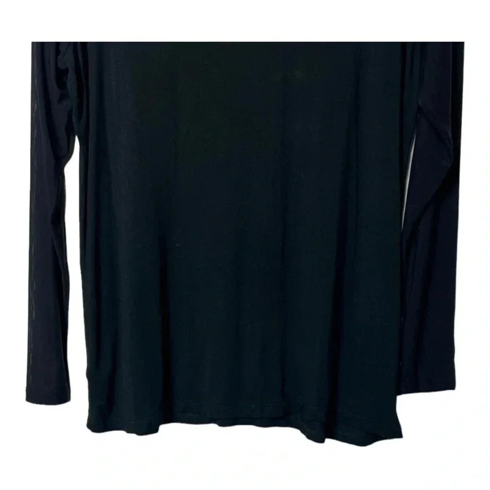 0387W. LANE BRYANT SHEER LONG SLEEVE TOP SIZE 14/16 BLACK IN COLOR KEYHOLE FRONT - Picture 9 of 9